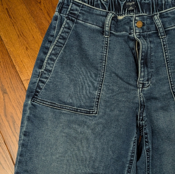 EUC J. Crew Utility Denim Jogger Pants Ladies Size 30 Elastic & Button Zip Waist - Picture 9 of 11